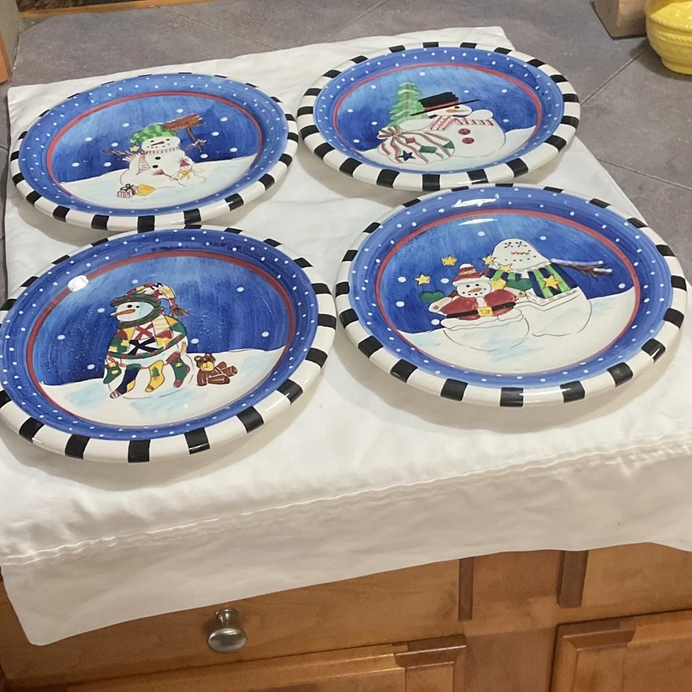 Festive Snowman Plates Set